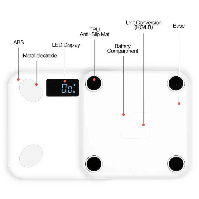 Body Weight Scales Generic Muscle Wireless Digital Fat Practical Smart Backlit Display Bluetooth Electronic Scale H1229