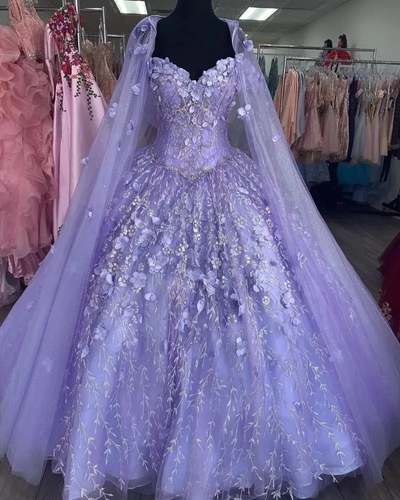 Mexikanische Lavendel Quinceanera Kleider Vestido De 15 Anos Lila Ballkleider Charro ohne Umhang Spitze Applikation Korsett Süße 16 17 Dr230s