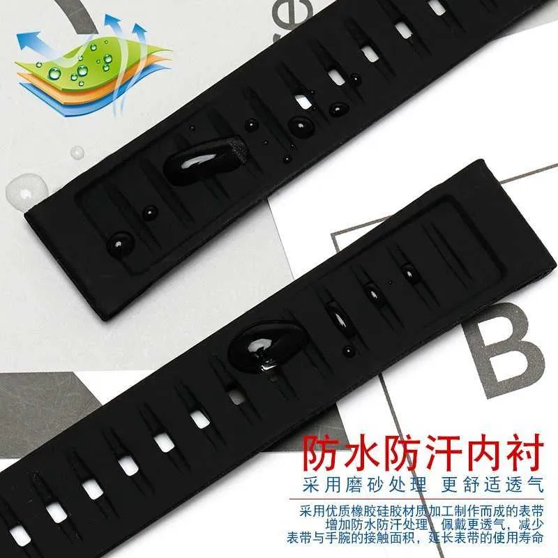 Luxury Men Black Nature Watchband 20mm 22mm Silikongummi Klockor Bandbälte för Tag Strap Carrer för Heuer Buckle Drive Timer H0915