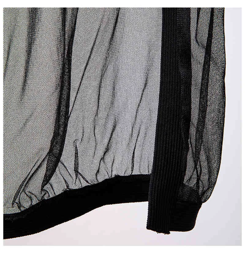 [EAM] High Elastic Waist Black Gauze Irregular Knitting Half-body Skirt Women Fashion Spring Autumn 1DD6927 21512