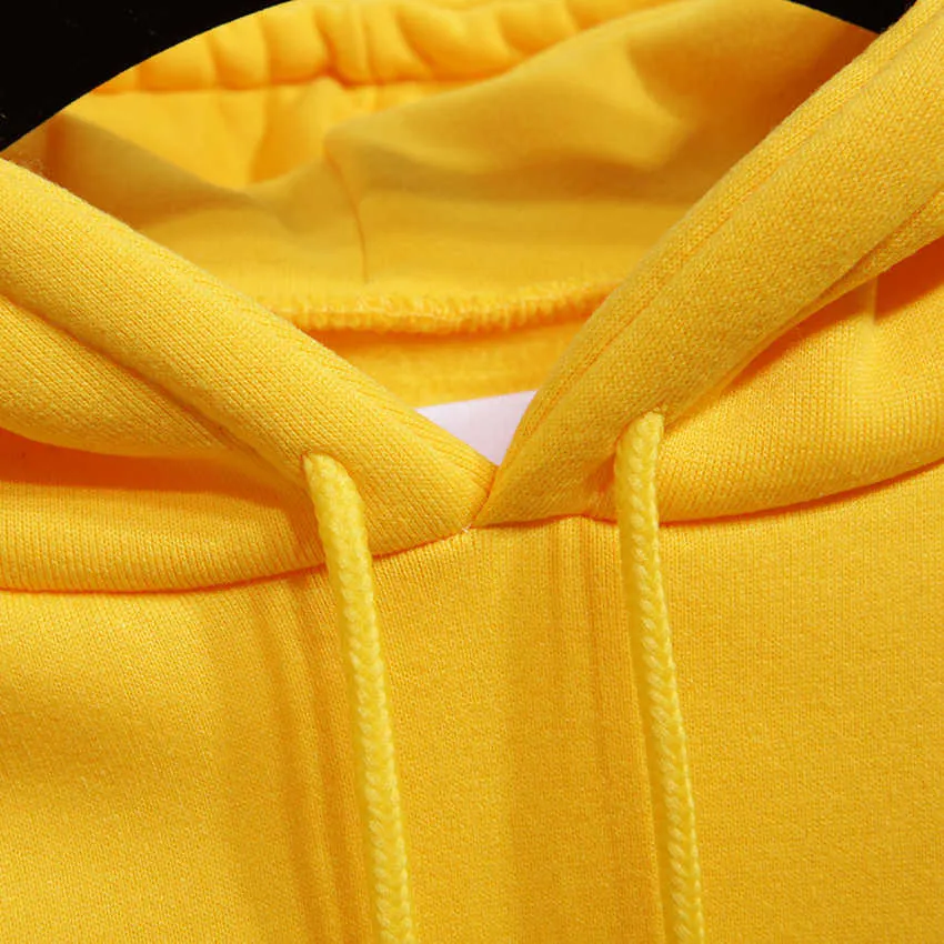 Zuolunouba vinter casual fleece kvinnor hoodies sweatshirts långärmad gul tjej pullovers lös hooded kvinnlig tjock kappa 210803