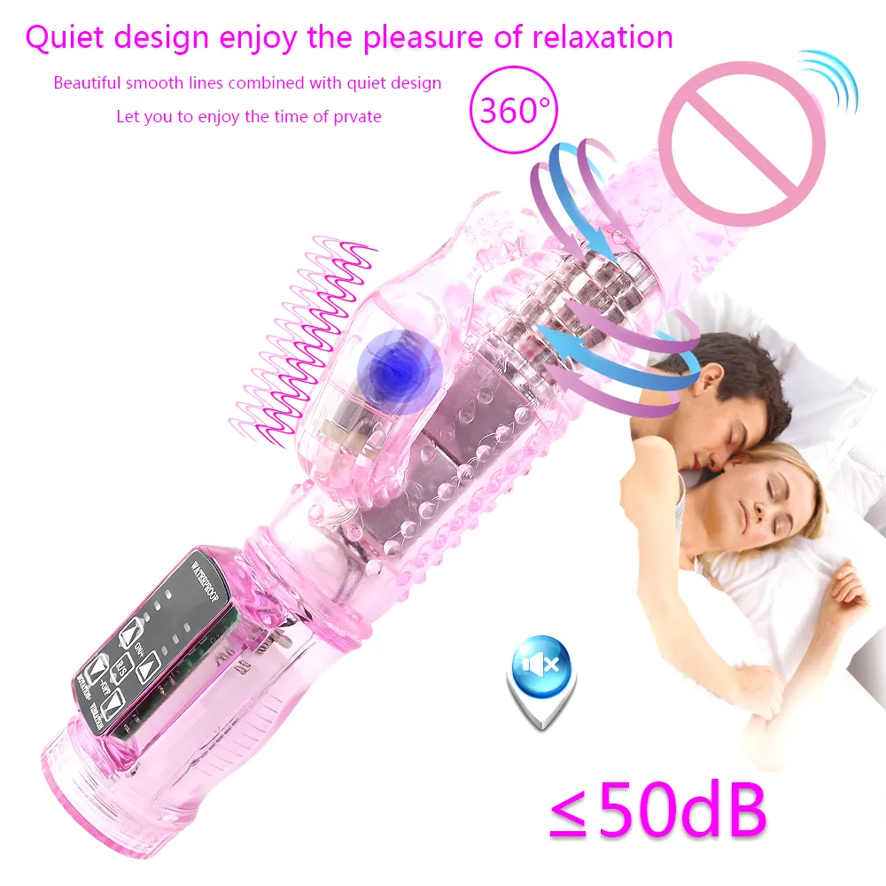 Rabbit Vibrator Realistic Dildo Penis Vibrator Clitoris Stimulate Massager Transparent Rotating Bead Female Sex Toy For Women253f7318060