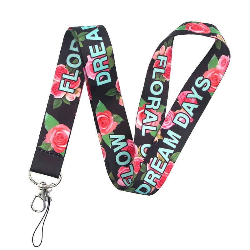 10 pz/lotto J2536 Del Fumetto Del Fiore della Rosa Cordino Le Chiavi Del Telefono Neck Strap Portachiavi Cordini ID Badge Holder