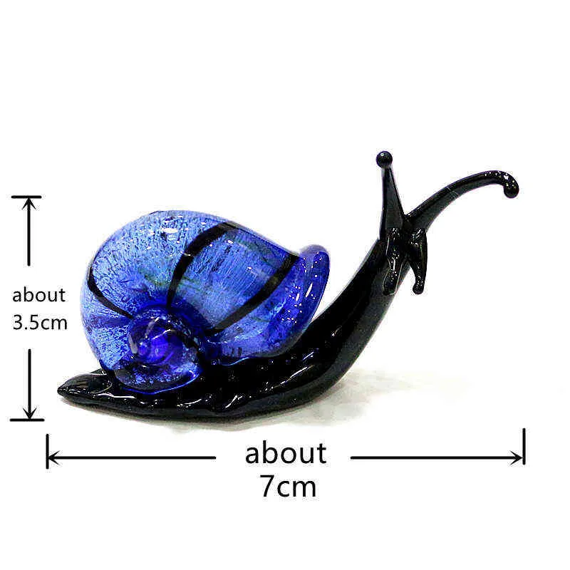 Zilverfolie Murano Glas Snail Miniatuur Beeldjes Ornamenten Leuke Dierlijke Collectie Home Decor Statuette Jaar Gift voor Kinderen 211101