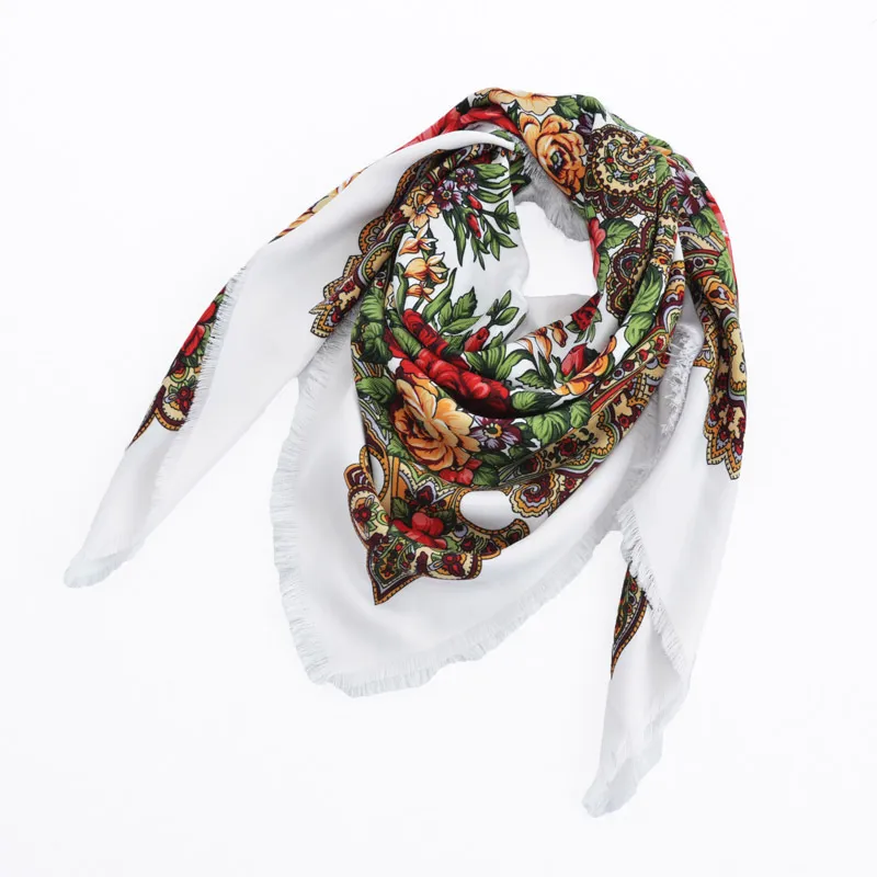 Piazza russa stile etnico stampato femminile autunno inverno sciarpa di cotone signore avvolgere scialli e avvolge le donne foulard