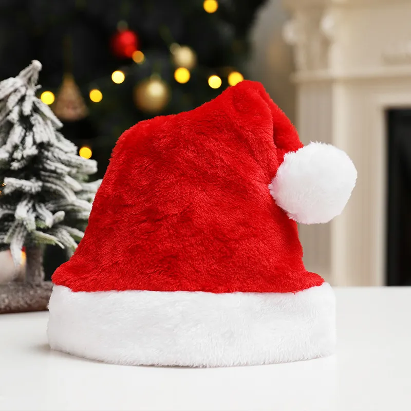Chapeaux de Noël Père Noël 7 couleurs Casquettes courtes en peluche Festival Party Costumes Cosplay Cap Accessoires de décoration de Noël Chapeau rouge BH4981 TYJ