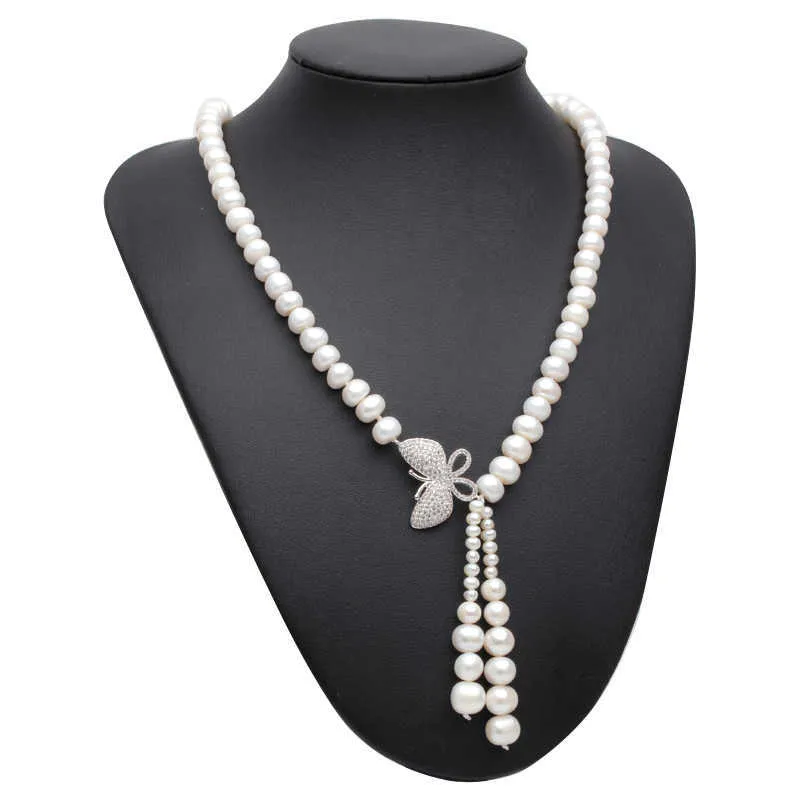 Perla Natural de agua dulce auténtica para mujer, gargantilla blanca para boda, collar con colgante, regalo de aniversario