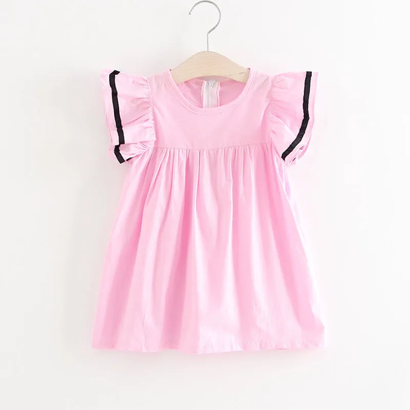 Летние девочка платье хлопок досуг детская одежда сращивание образец летающего рукава жилет принцесса девушки 210515