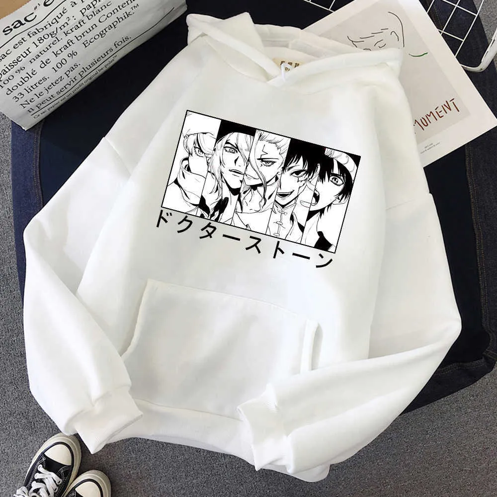 Anime Dr Stone Felpa con cappuccio Harajuku Casual Uomo Harajuku Felpe Abbigliamento Unisex Y0803