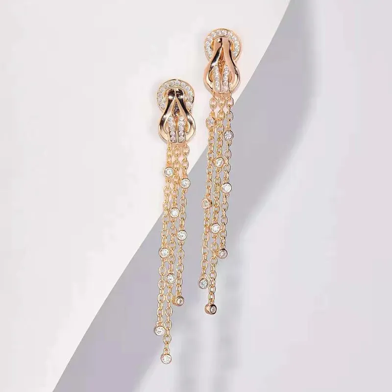 OEVAS Sterling Silber Hufeisen Stud Quaste Ohrring 18K Gold Überzogene Ohrringe Für Frauen Hochzeit Geburtstag Stein Schmuck Dropship