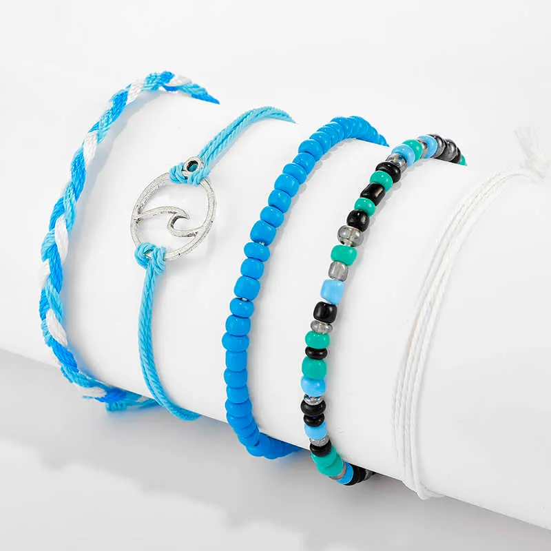 Tocona / sets färgglada pärla armband för kvinnor Bohemian rep justerbara ihåliga geoemtry smycken tillbehör gåva 9659 g1026