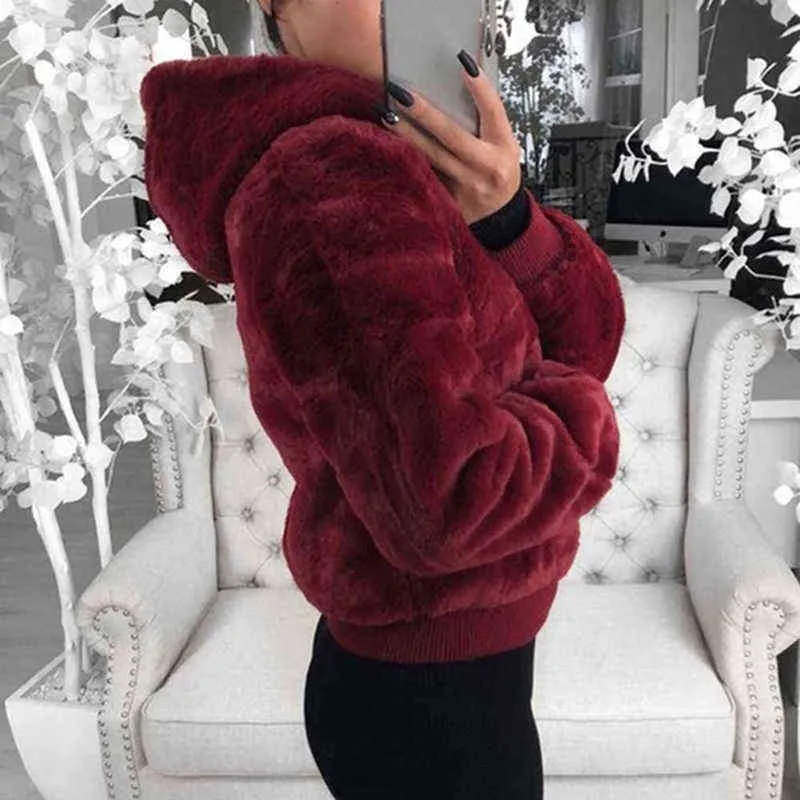 Teddy Coat Women Winter Faux Fur Tjocka Fluffy Fickor Plush Jacket Ladies Höst överrock Ytterkläder 211029