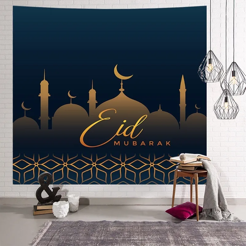Eid Mubarak Décor Ramadan Décorations Pour La Maison Tenture Murale Tapisserie Festival Musulman Tapisserie Fond Tissu Dormir Tapisserie 210408