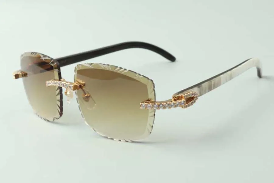 2021 Designer-Sonnenbrille 3524023 Endlose Diamantschlifflinse, natürliche Hybrid-Büffelhorn-Bügel, Brillengröße 58-18-140 mm2670