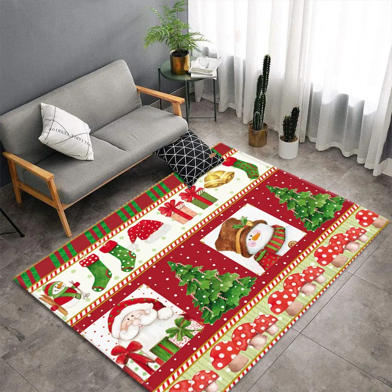 Merry Christmas Carpet For Living Room Bedroom Kids Large Size Floor Rug Home Hallway Tatami Children's Decoration Sofa Bath Mat 220301