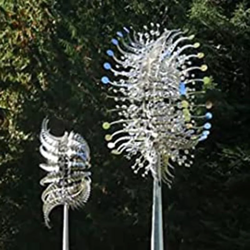 Солнечные лампы 2021 Уникальные и волшебные металлические ветряные мельницы на открытом воздухе динамические прядильщики Ветровые ловцы Экзотические дворы патио газон сад деко220x