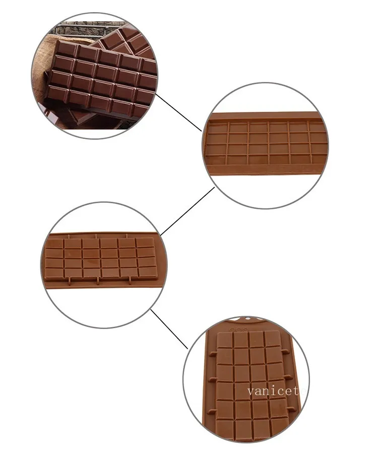 24 Grid Square Chocolate Formy Silikonowe Formy do Pieczenia Deserowe Block Bar Block Ice Cukier Cukierki Cukier Piec Mold T2i53258