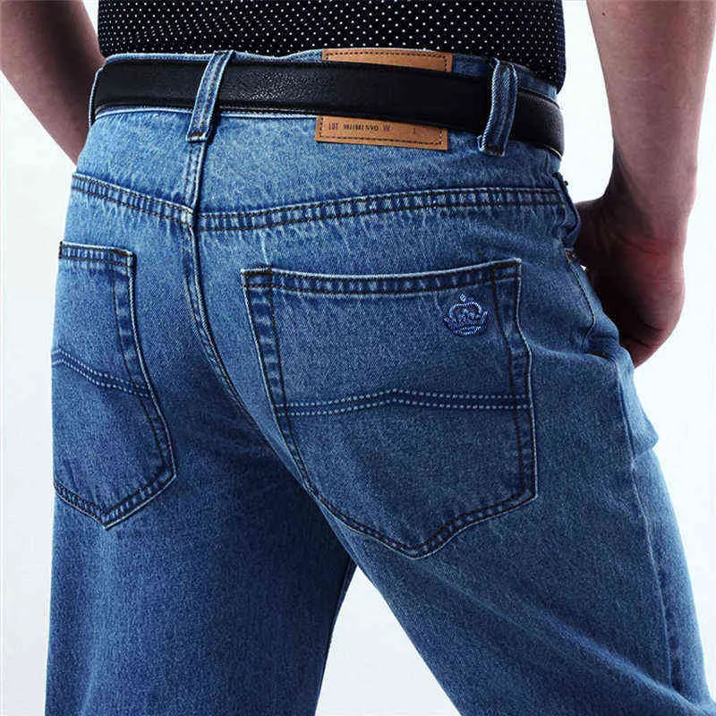 Herren Jeans mit hoher Taille, schwarz, große Größe, klassischer Stil, Denim-Hosen, männlich, gerader Schnitt, blauer Ehemann, Vintage-Cowboy-Hose, Männer 211108