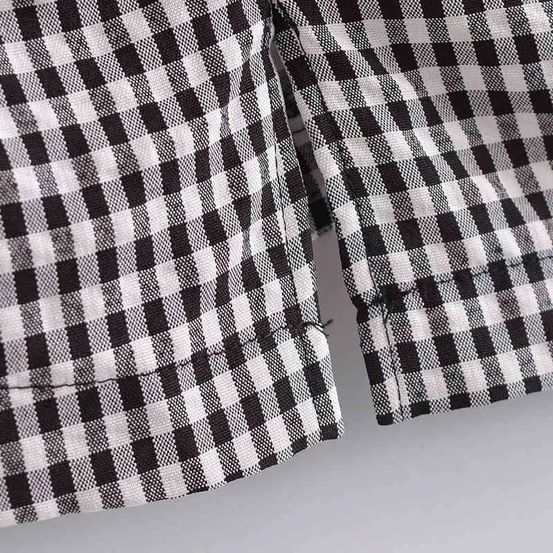 Mujeres Verano Plaid A-Line Mini Faldas ZA Vendaje Plisado Pajarita Dulce Mujer Elegante Falda Calle Botton Ropa 210513