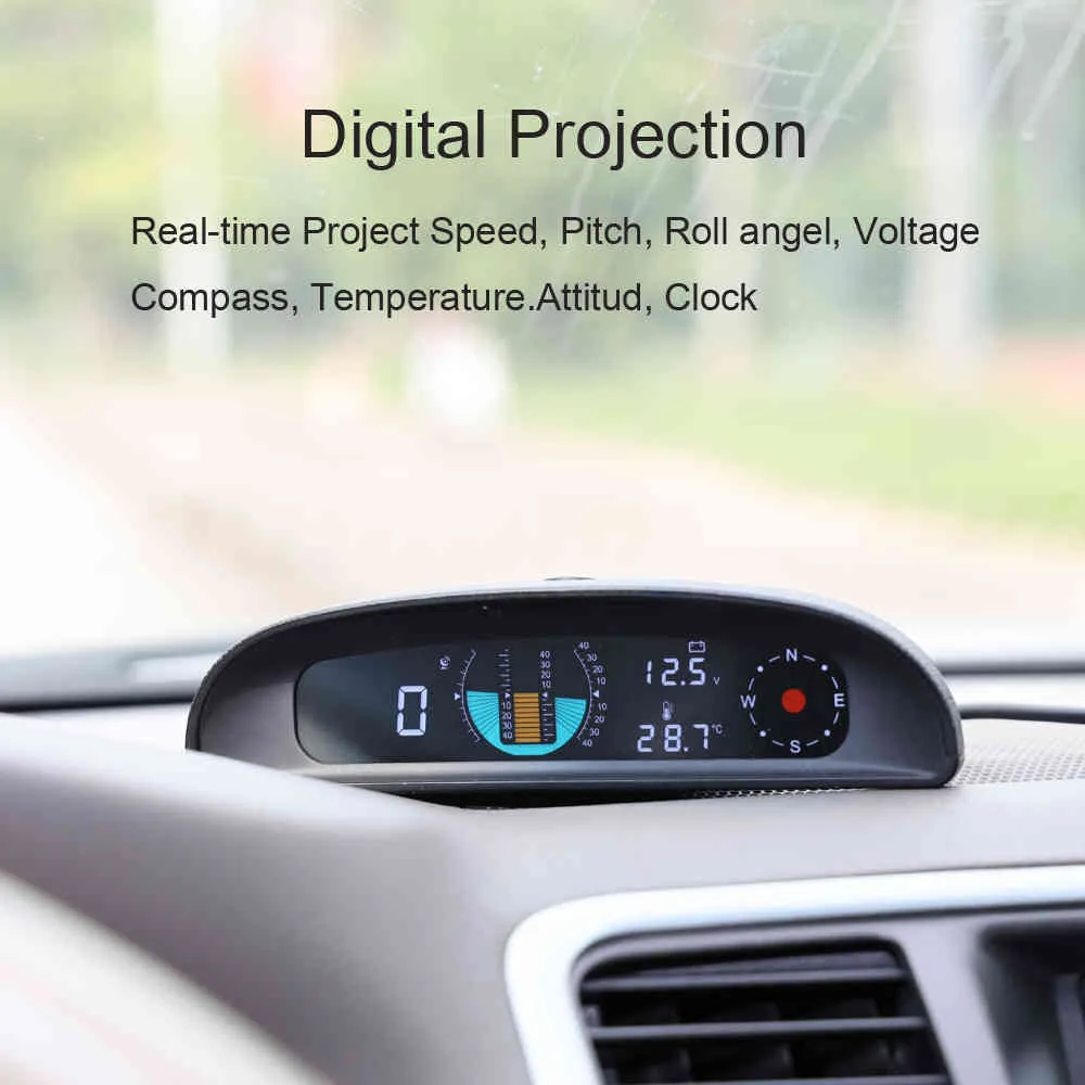 EANOP GH200 12V GPS HUD affichage tête haute compteur de vitesse de voiture avec inclinomètre pas automobile tension boussole horloge d'altitude