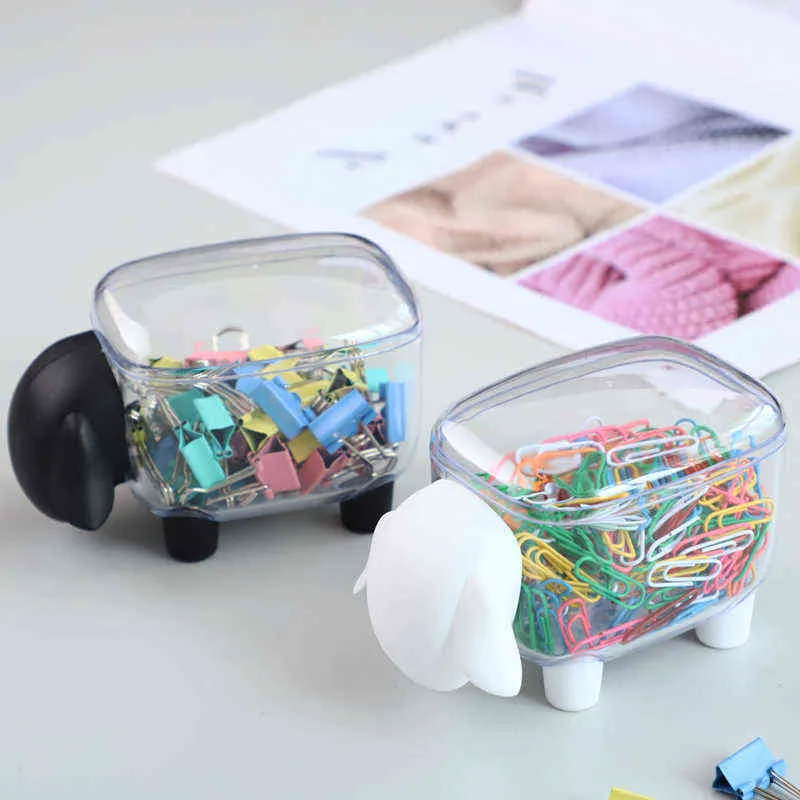 Cute Sheep Creative Mini Plastic Cotton Swab Storage Box Household Dust-proof Desktop Organizer Cosmetic 