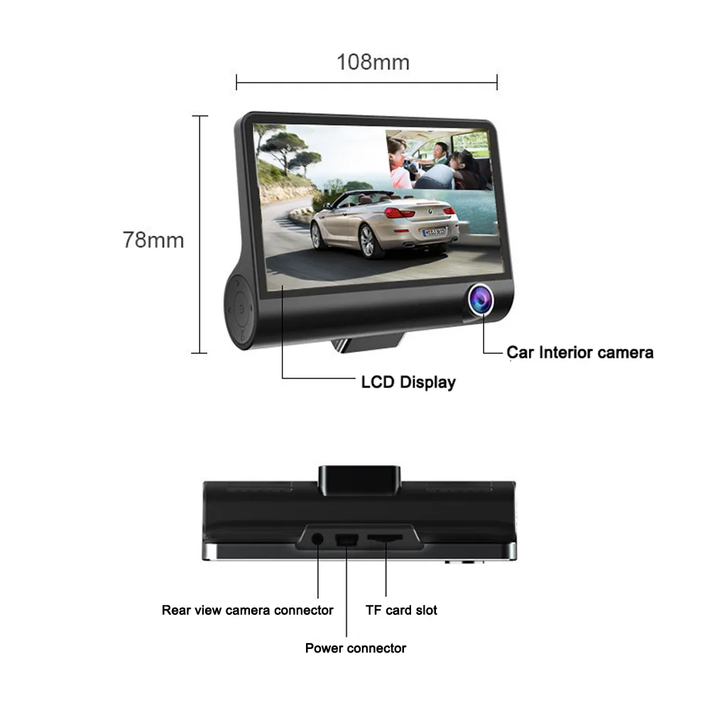 Автомобильный видеорегистратор 3 S 4,0 дюймовый двойной объектив камеры заднего вида камеры видео рекордер Авторегистратор DVRS Dash Cam Cameras