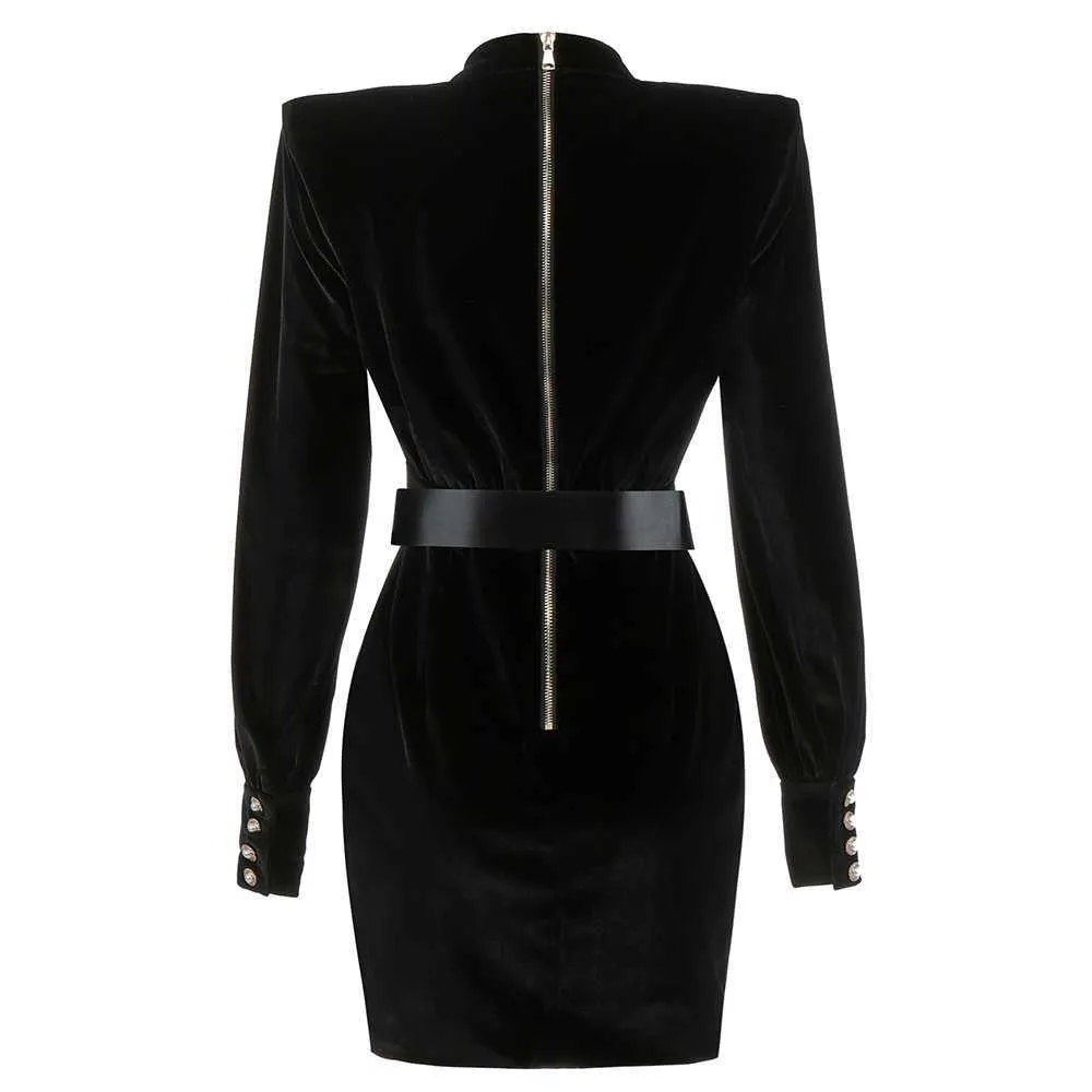 Ocstrade Runway Long sleeve Bodycon Dress Arrivals Women Autumn Sashes Black Club Night Party es 210527