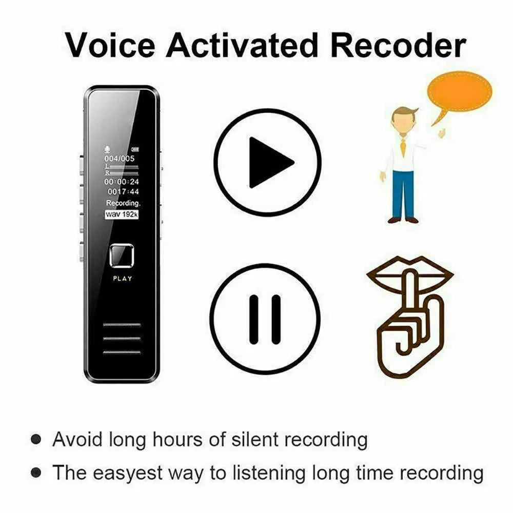 PROFISSIONAL DIGITAL AUDIO AUDIO RECORDER DIGITAL Voice Recorder Play Sound 32 GB Mini Digital Rechargable