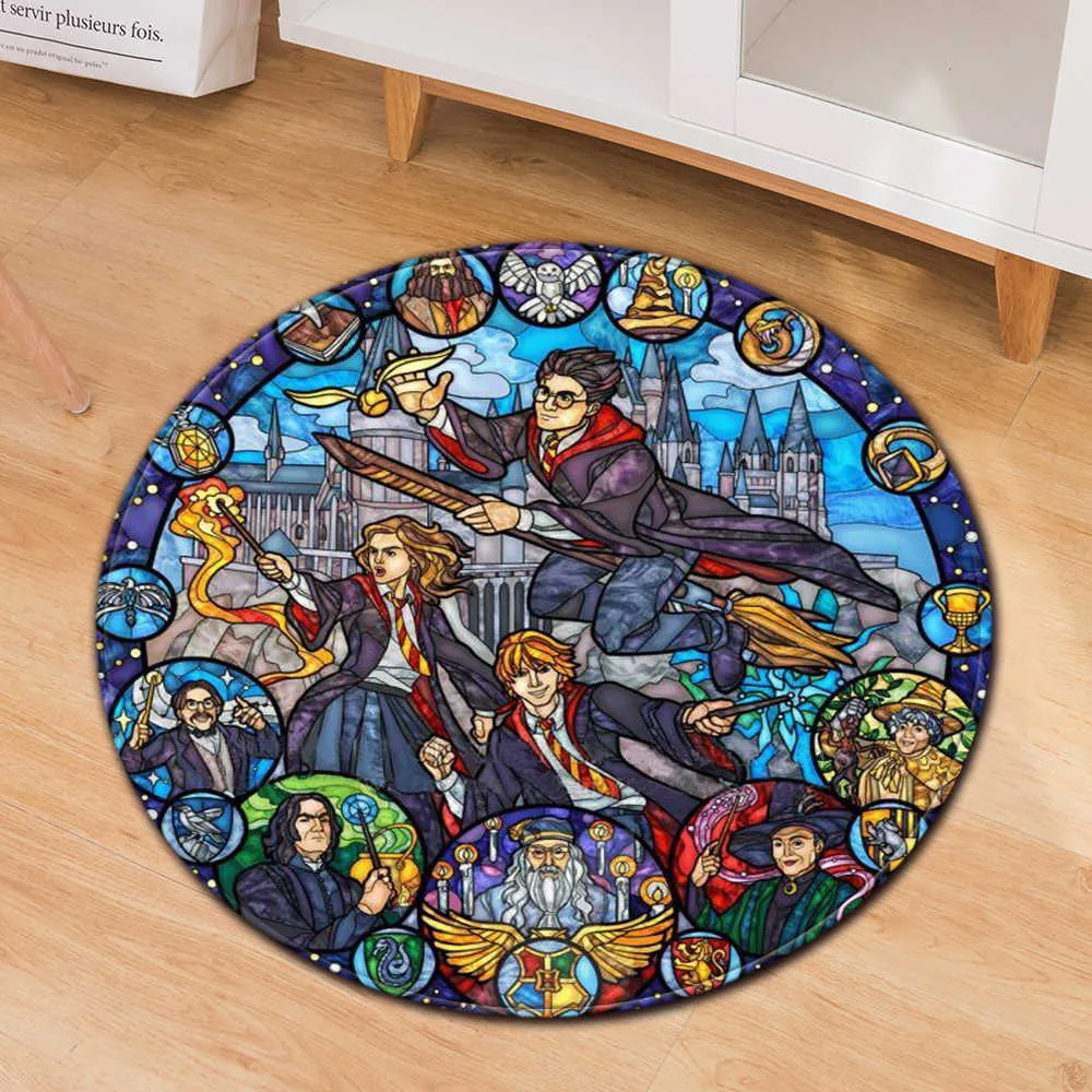 Anime Magic University Collage Fußmatte, Bodenmatte, runder Teppich, Teppich, Zuhause, Wohnzimmer, für Kinder, Jungen, Mädchen, rutschfest, 210727313j