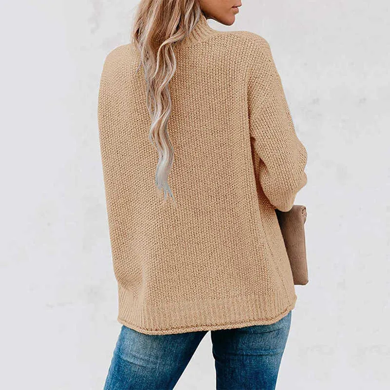 Suéter mujer otoño/invierno suéter de cuello alto suelto ropa de invierno pulóveres casuales 210604