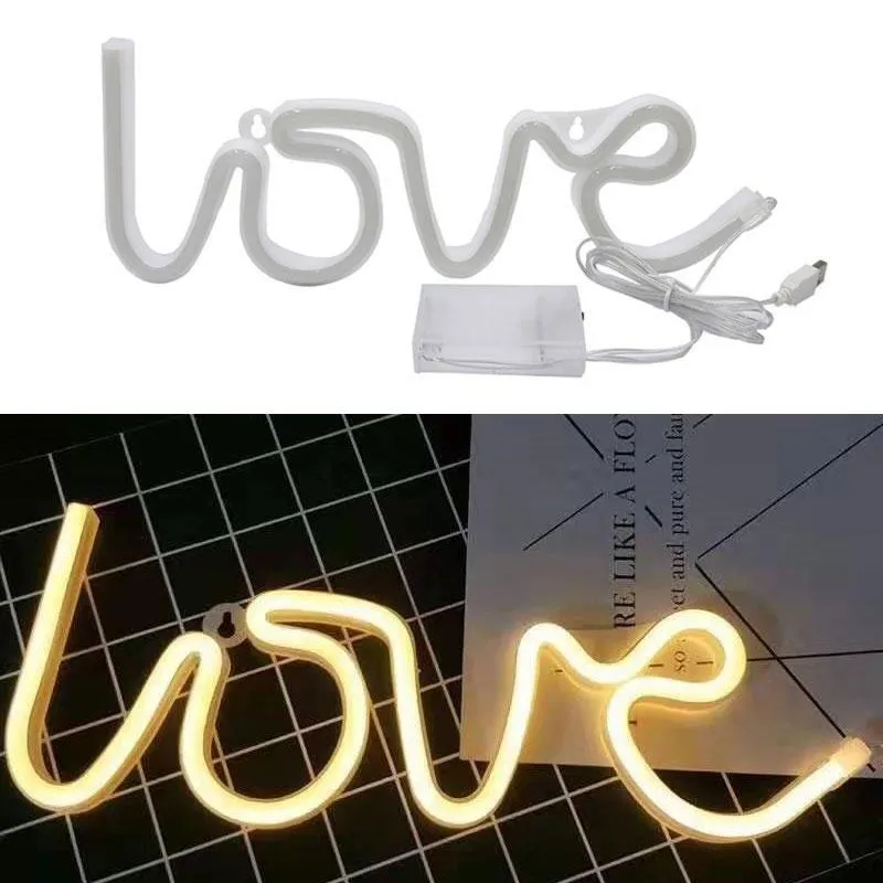 Nattlampor ledde neon kärlek form lampan lampbatteri USB dubbeldriven nattljus för inomhus julbröllop födelsedag269w