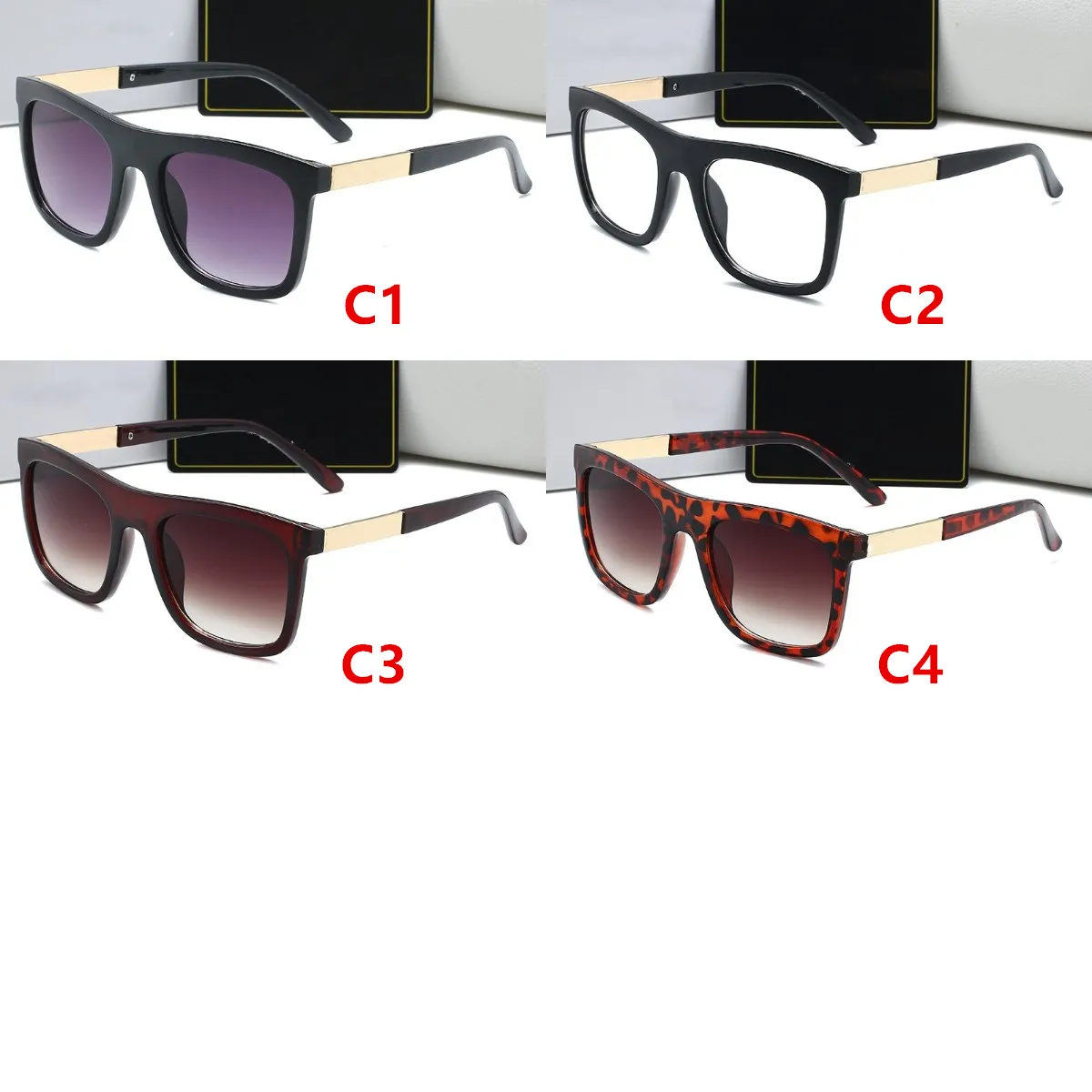 Мужские золотые металлические солнцезащитные очки, модные очки в квадратной оправе, Uv400, защитные летние очки с прозрачными линзами, 4 цвета ppfashionshop185V