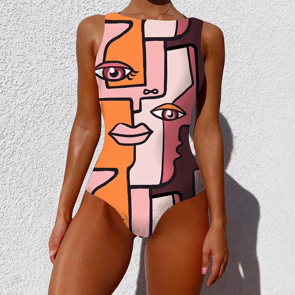 Sexy Drukuj Swimsuit Zamknięty Duży Rozmiar Stroje Kąpielowe Push Up Women Flower Body Vintage Body Swim Beach Basen Kąpiel 210611