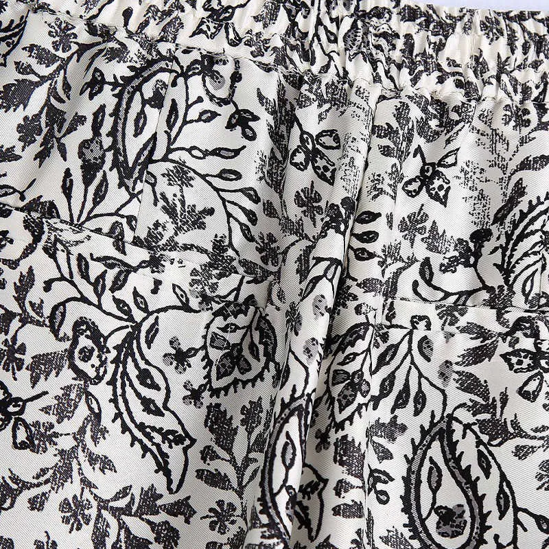 Mulheres verão vintage impressão em linha reta calças 2021 Za moda rua tornozelo-comprimento calça feminina elegante calças casuais roupas q0801