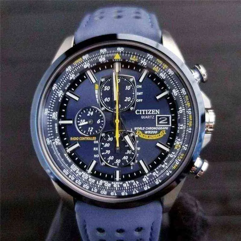 Luxury Wateproof Quartz Watches Business Casual Steel Band Watch Men's Blue Angels World Chronograph WristWatch 211231241U