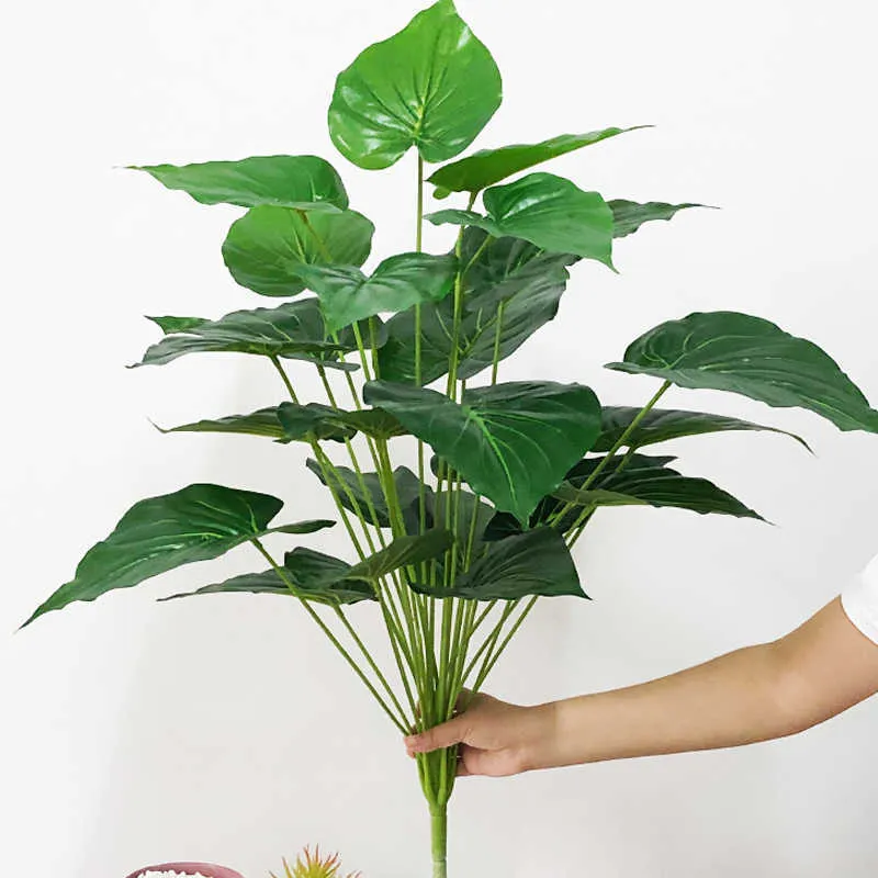 75 см 24 листья искусственные крупные тропические растения настоящие сенсорные листья поддельные листья пластиковой черепахи Домашняя офис декор 2106244110911