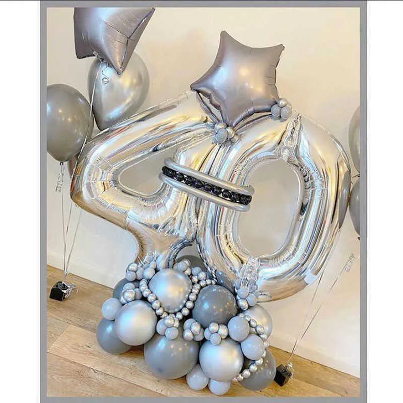 32 inch rose goud zilver nummer folie ballon 13 18 21 30 40 50 60 70 80 90 jaar oud volwassen helium bal feest decoratie levert y0730