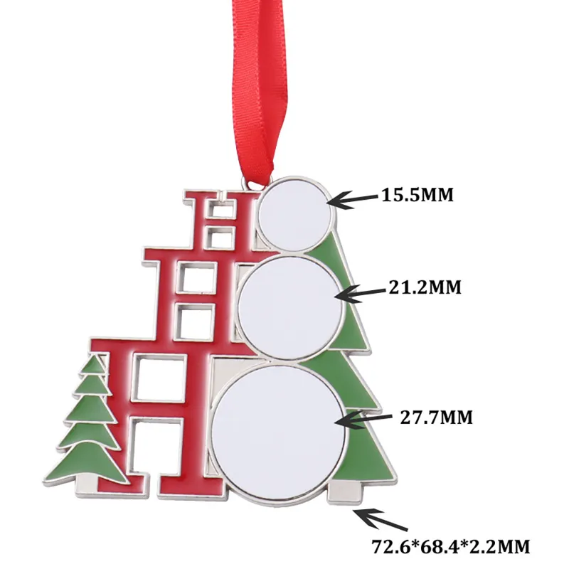 Рождественские елки Подвески Украшения Сублимационные металлические подвесные украшения DIY Индивидуальные персонализированные креативные наборы для украшения для 1390404