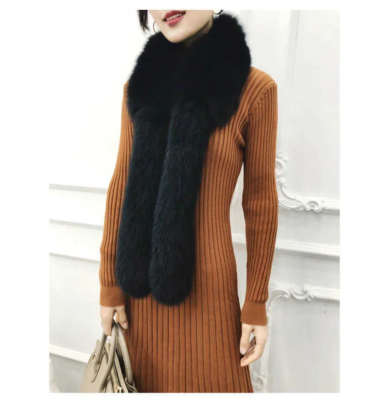Ms.MinShu Genuine Fox Fur Lenço com caudas Natural Fox Fur Collar Moda Mulheres Inverno Cachecol Real Fox Fur Collar H0923