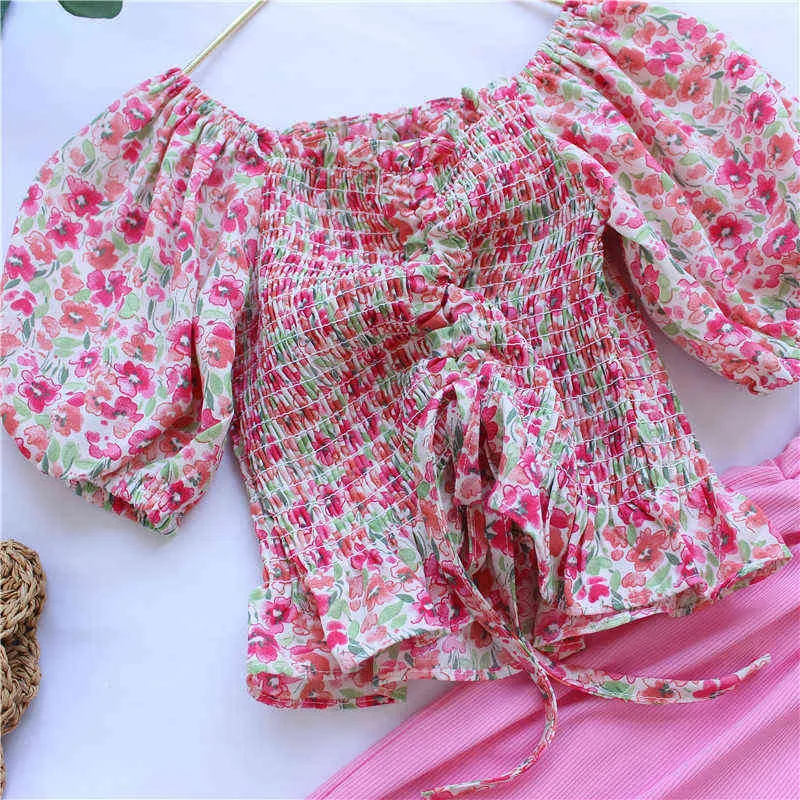 Pants Girls Clothing Set Baby Fashion Summer Casual Floral Outfit for 2-8ys Kids Holiday Wear G220310