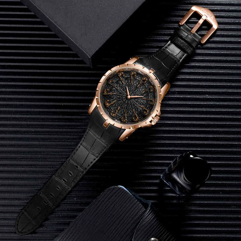 2020 Neue Mode Retro Uhren für Männer weiche PU -Leder -Armbanduhren Black Knight Dial's Watch Sport Clock Reloj Hombre220J