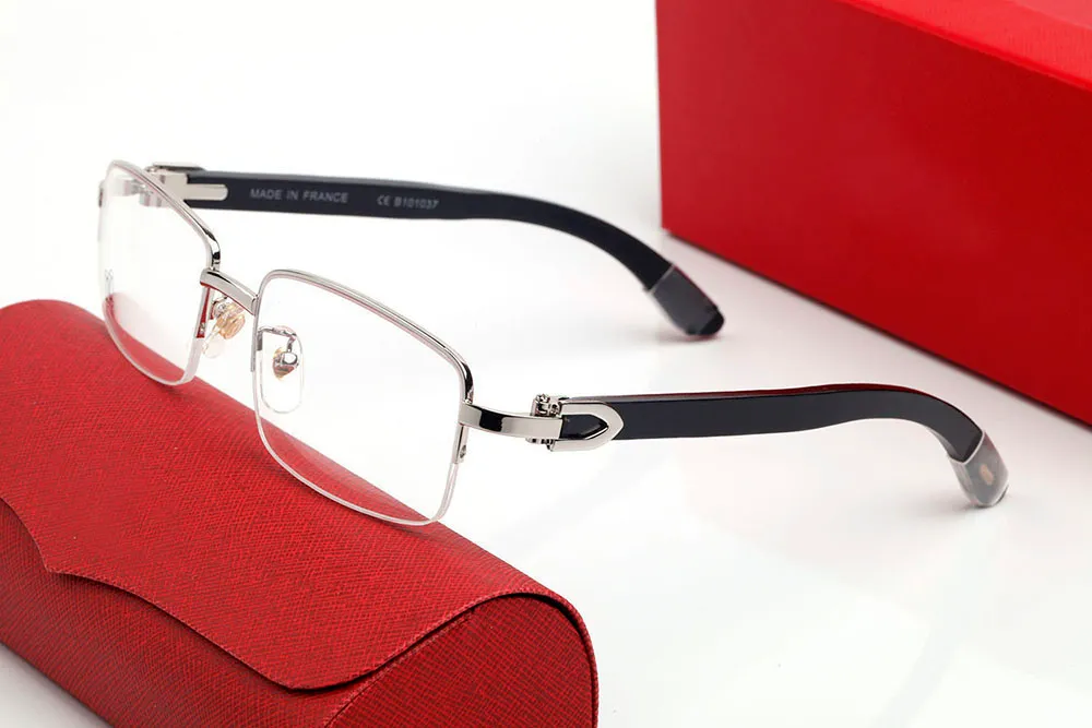Óculos de sol Designer Mens Buffalo Horn Sunglasses para mulheres polarizam lente preta Lente branca quadrada de madeira acionada por óculos escuros Eye251w