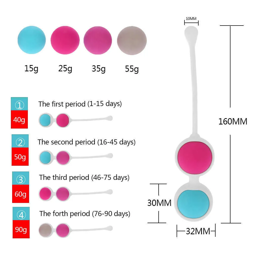 Pochwy kulki Sex Zabawki Ciasne ćwiczenia Wibrujące jaja Geista Ball Duotone Ben Wa Balls Dorosłych Płeć Produkt Sex Zabawki dla kobiet P0816