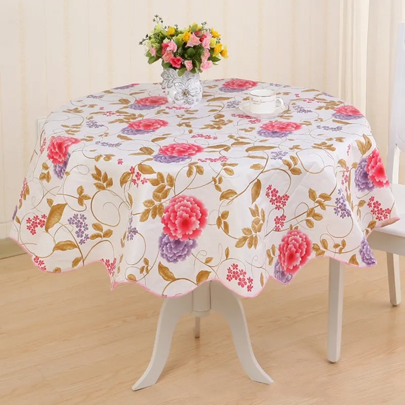 Tissu rond de Style floral, tissu de cuisine en plastique PVC Pastoral, résistant à l'huile, décoratif élégant, couverture de Table en tissu imperméable