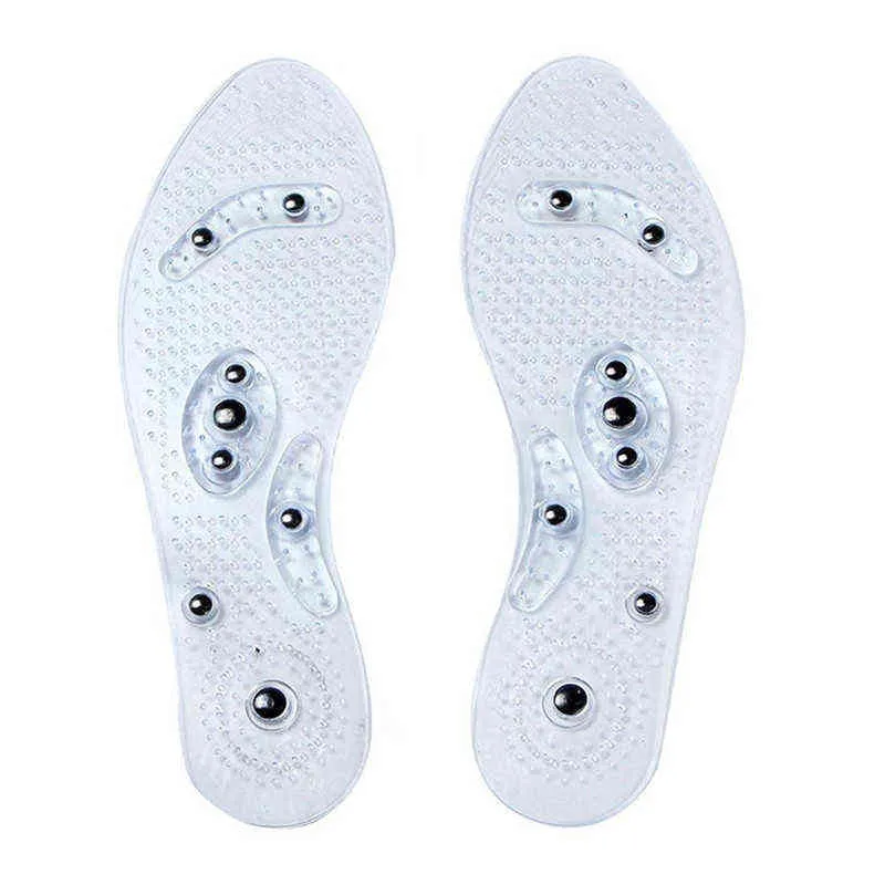 Magnetic Therapy Silicone Insoles Transparent Massage Foot Weight Loss Slimming Insole Health Care Shoe Pad Sole Dropshipping H1106