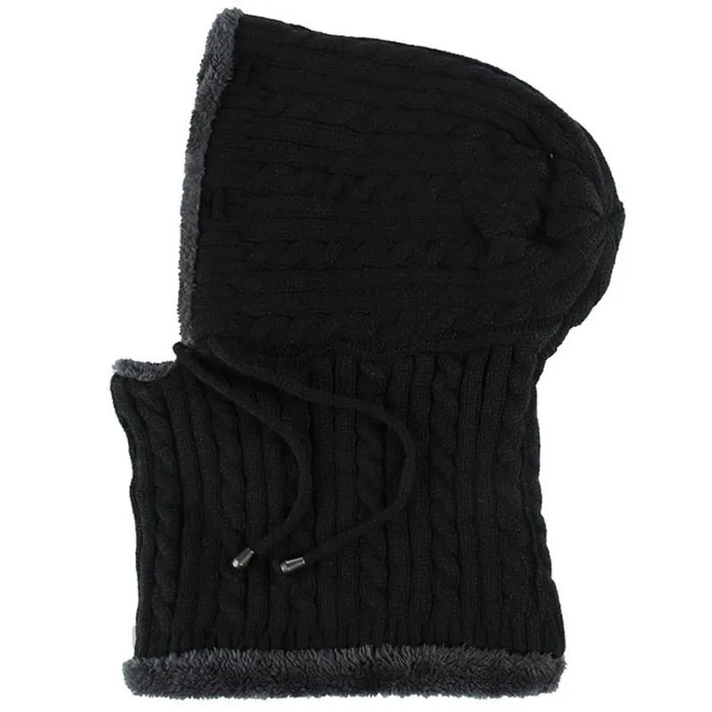 Chapéus, lenços luvas sets siamese chapéu lenço set para mulheres inverno homens beanie de malha de veludo unisex ski boné ao ar livre culares quentes