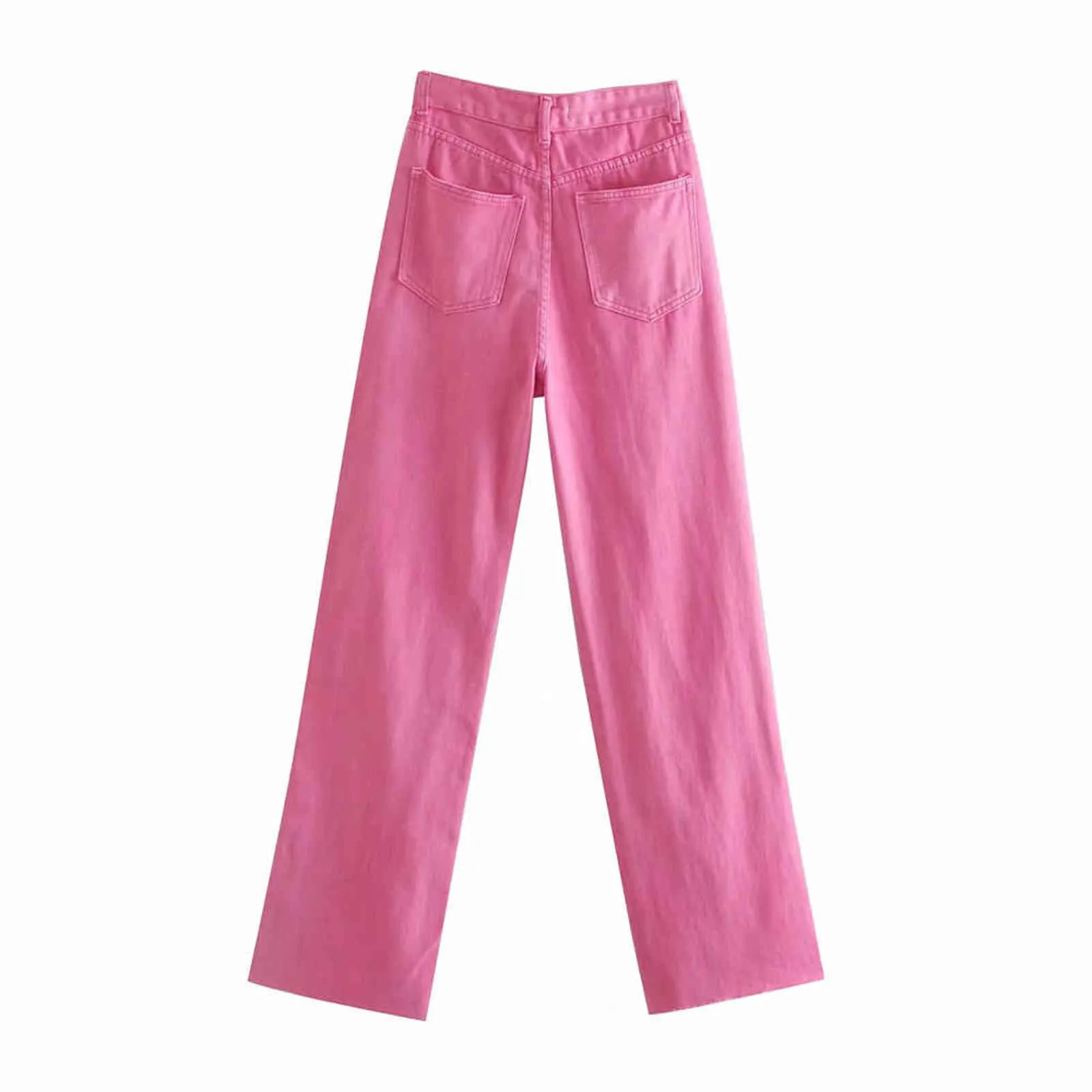 ZA women stretch straight Jeans Washed full length High waist Wide-legged denim pants pocket loose fashion Trousers 211111