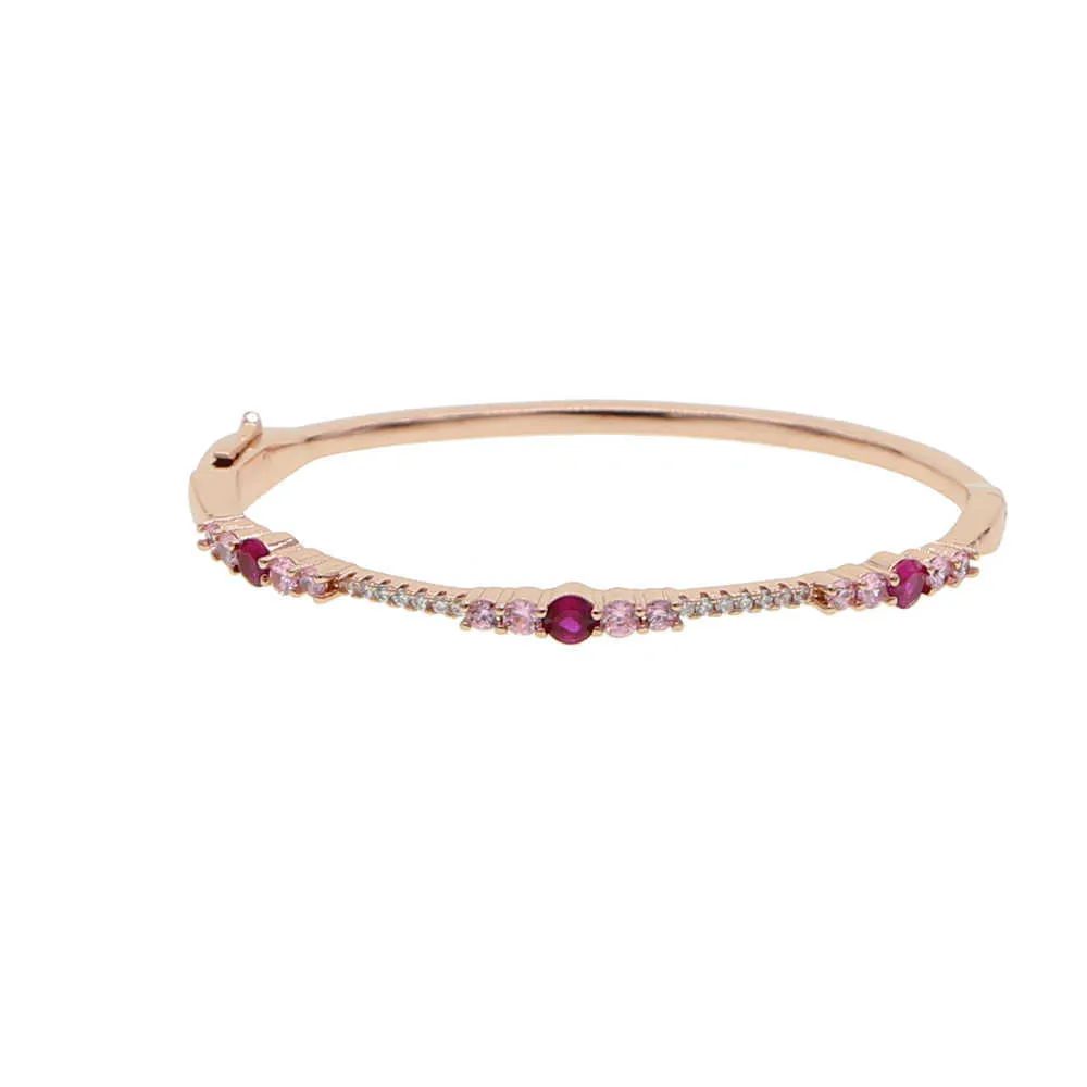 Ros guld röd rosa vit cz öppen manschett armband armband för kvinnor pinky vit mode bangles 58-60mm Q0720