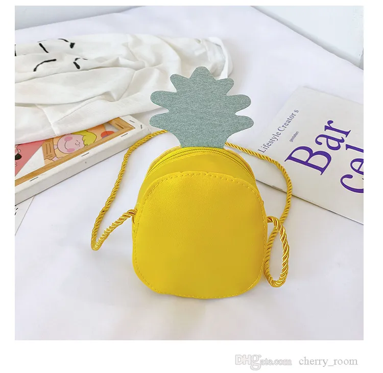 Dzieci Dorywczo Zmień Torebka 2021 Owoce Truskawkowe Ananas Kreskówka Kreskówka Portfel Crossbody Torba Baby Cute Little Girl One Ramię Torby F619