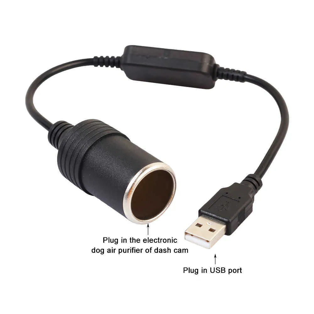 Car Cigarette Lighter Socket USB 5V To 12V Converter Adapter Wired Controller Plug Connector Auto Interior Accessories